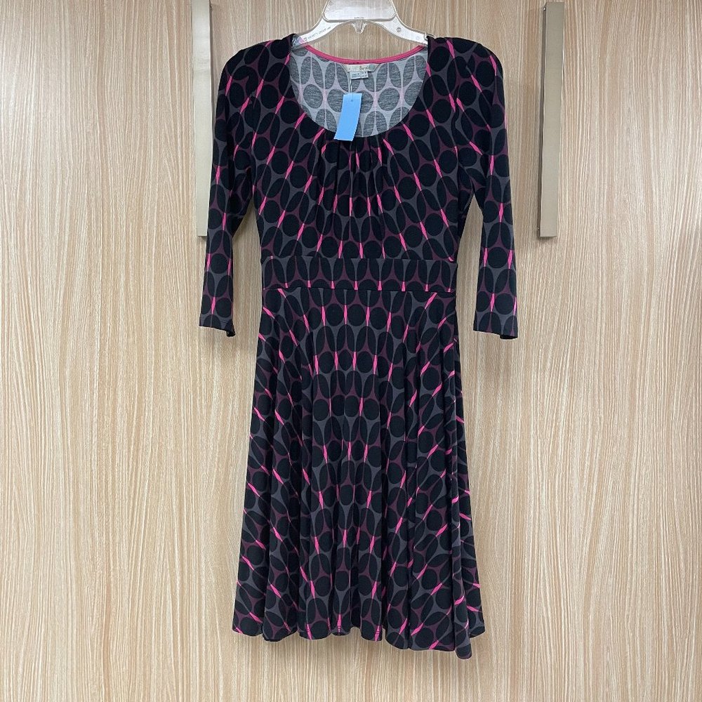 Boden Black Print Dress Size 4P